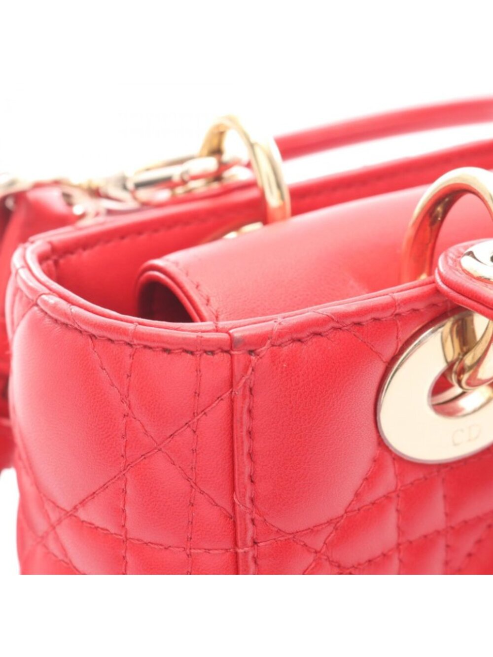 Dior Handbag Lady Dior MY Abcdior 2-Way Red Leather Cannage Tote Small - Picture 11 of 12